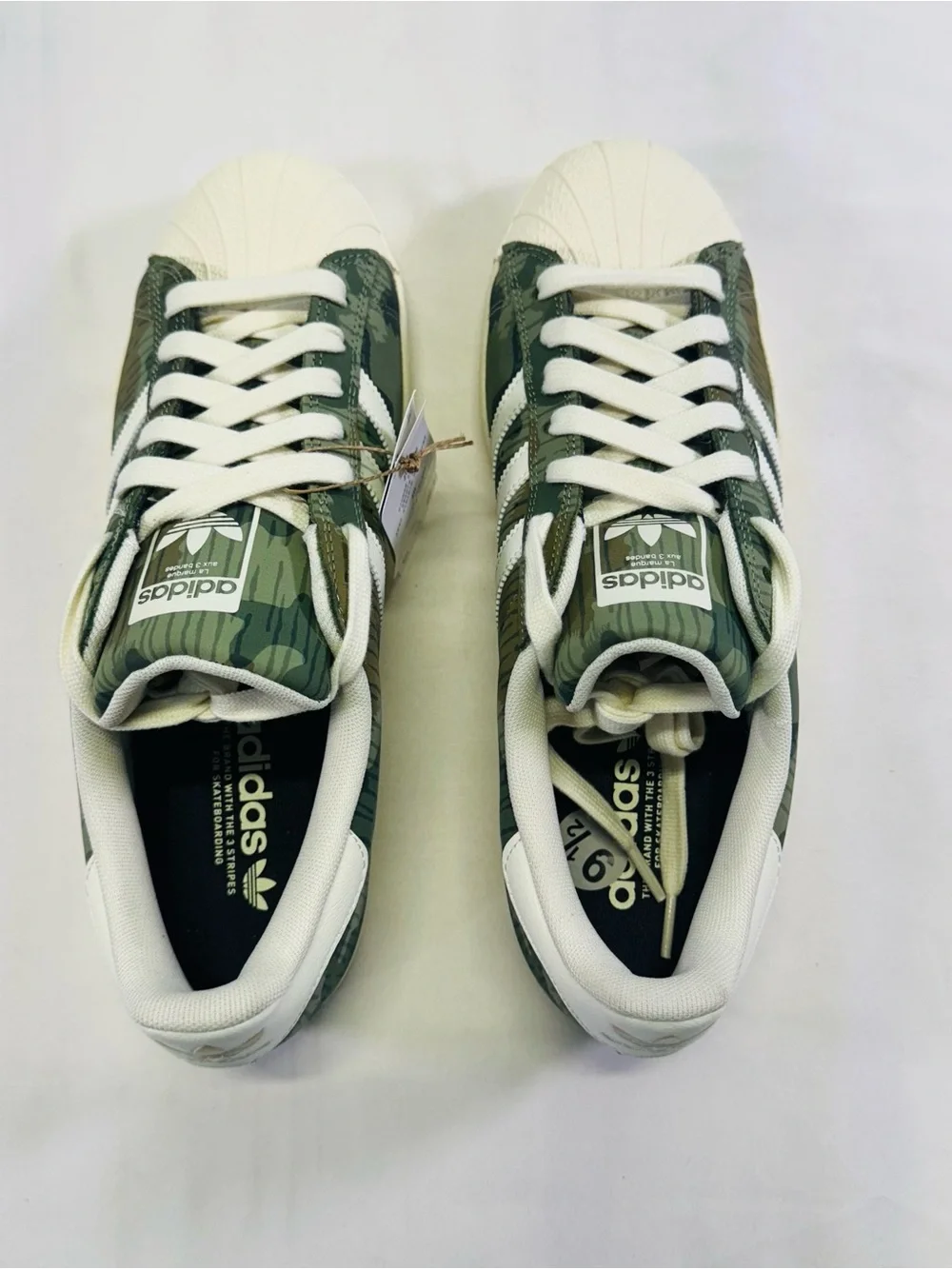 adidas Superstar Sneakers in Green Camo and White Accents
